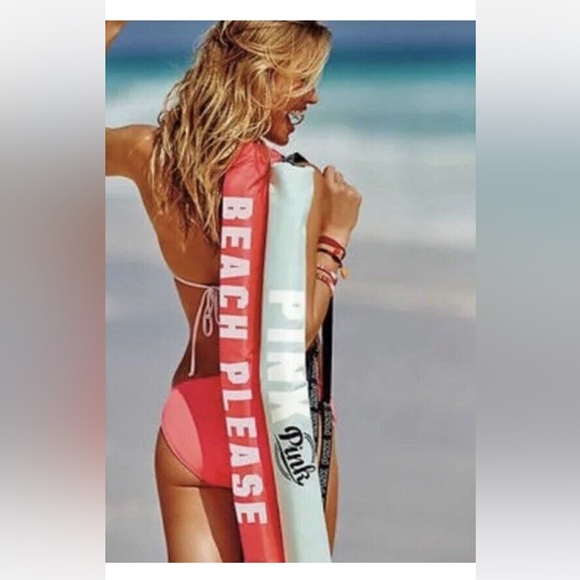 PINK VICTORIA’S SECRET BEACH PLEASE INSULATED 6 PACK COOLER CROSSBODY STRAP - Picture 7 of 8